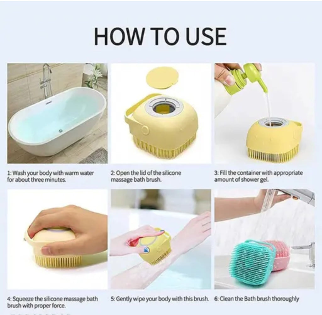 Silicon soap dispenser bath scrubber