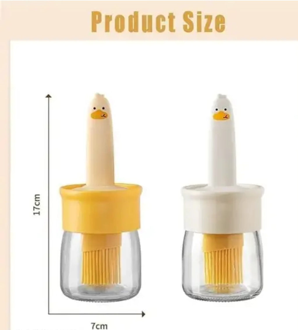 Oil Dispenser Bottle with Silicone Brush Leakproof Glass Jar for Cooking, Baking, BBQ | Versatile Oil Container with Brush