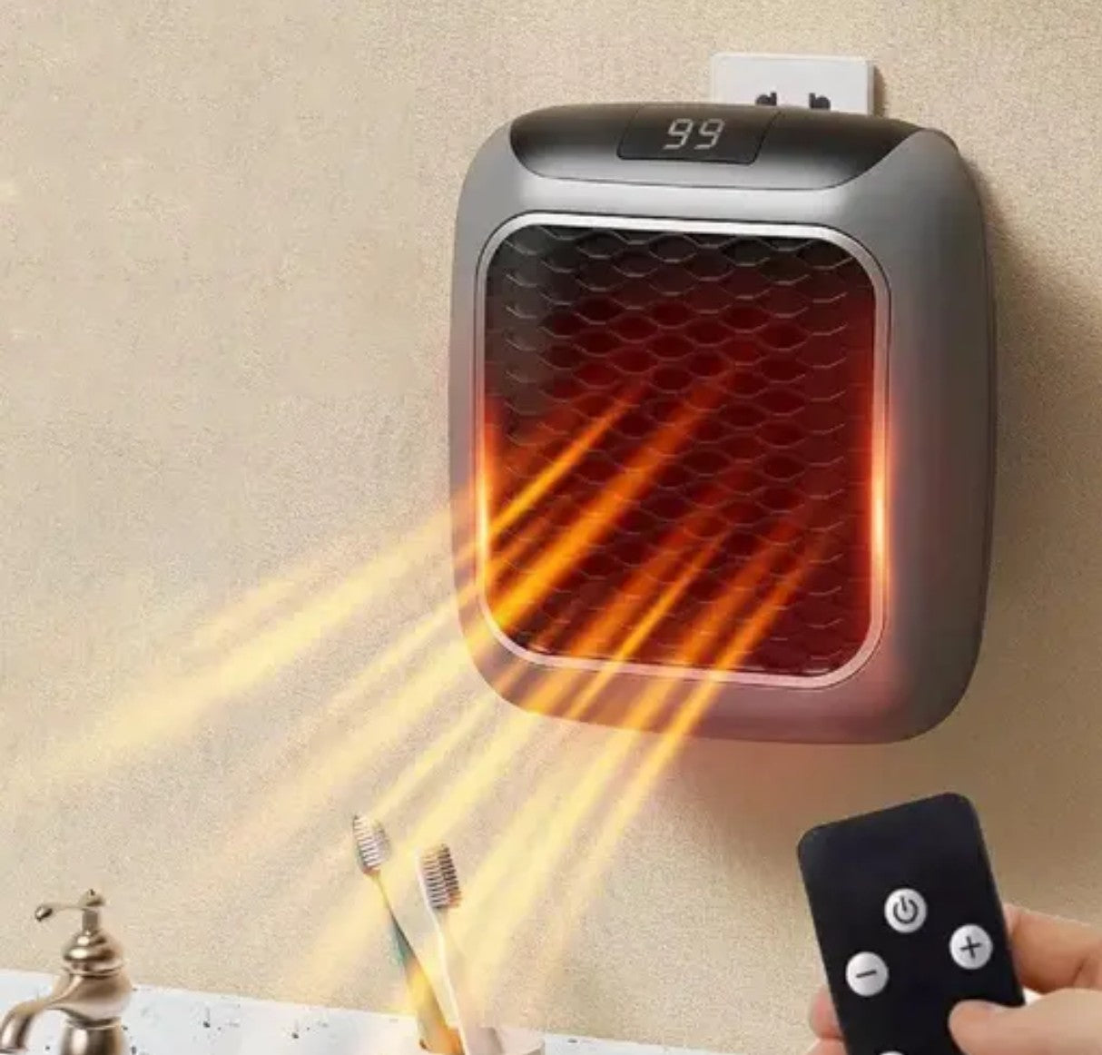800w elctric hand heater wall outlet plug in mini heater with remote control & adjustable thermostat