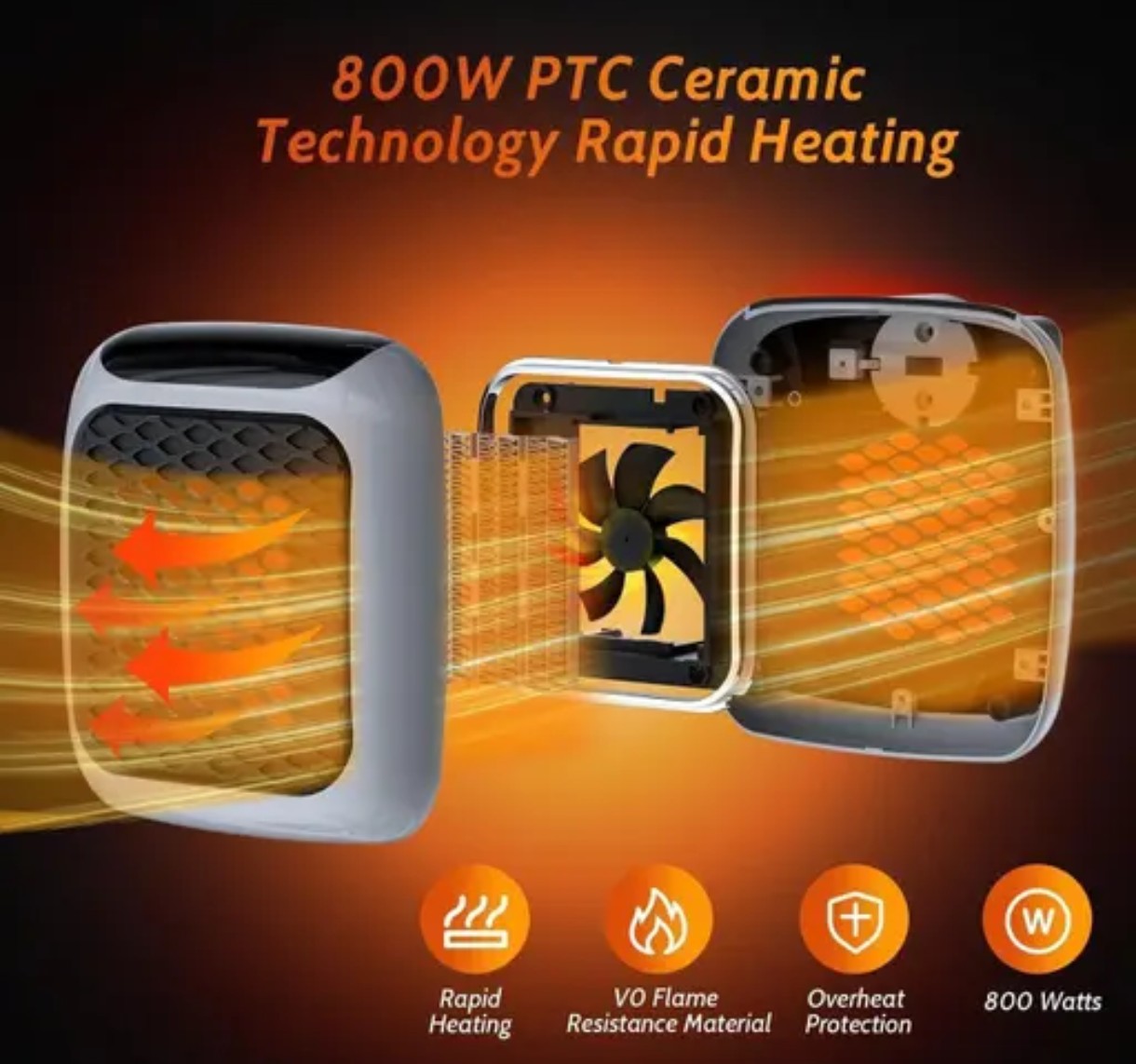 800w elctric hand heater wall outlet plug in mini heater with remote control & adjustable thermostat