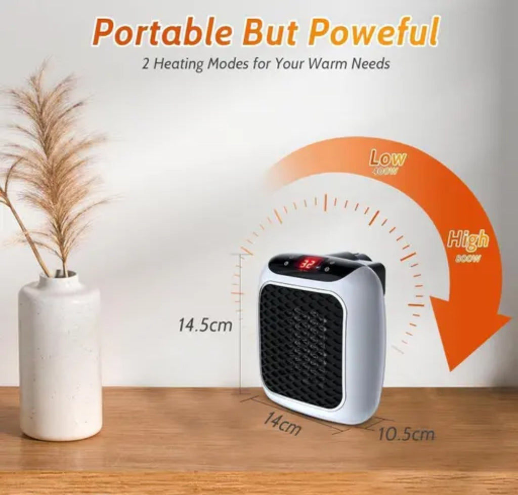 800w elctric hand heater wall outlet plug in mini heater with remote control & adjustable thermostat